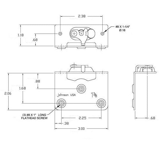Part 1123- For Pocket Doors, Wall Mount Doors, and Bypass Doors- Side Mount Hanger Plate for 1 3/8" Thick Door - Hartford Building Products