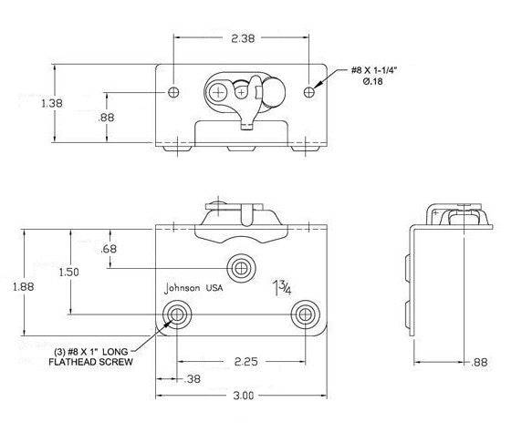 Part 1124-Side Mount Hanger Plate/ For Pocket Doors, Wall Mount Doors, and Bypass Doors- - Hartford Building Products