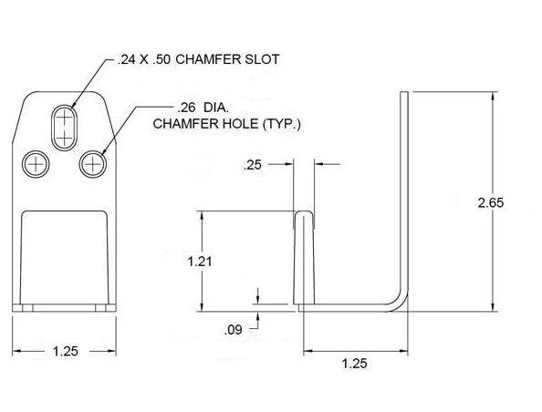 Part 2033- Bypass Side Mount Door Guide for 1 3/4" Thick Doors- for 200 Series Track - Hartford Building Products