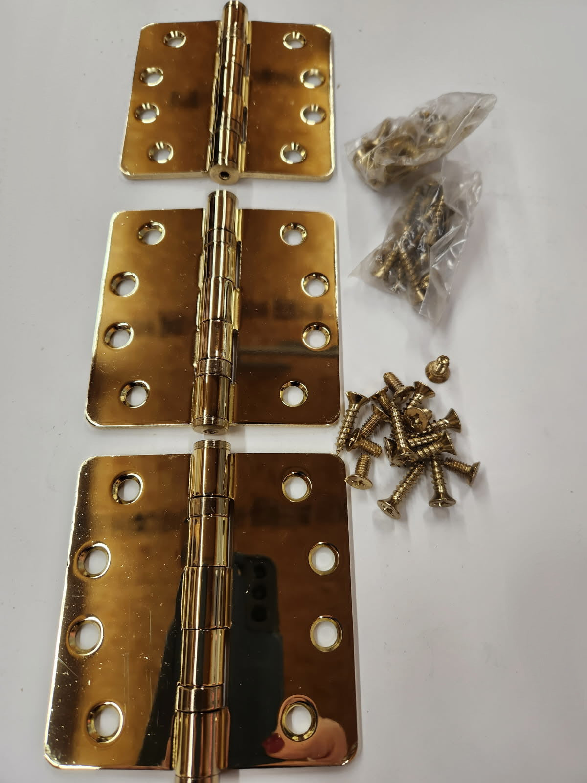 Heavy Duty Ball Bearing Hinges- 4" x 4" 1/4" Radius Hinges- in Polished Brass - Hartford Building Products