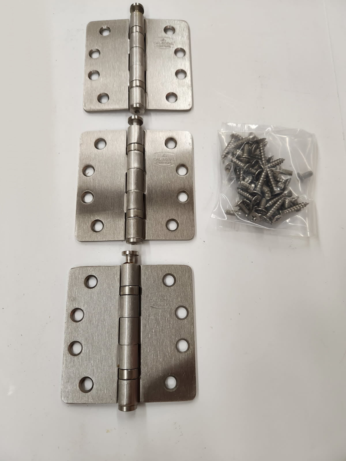 Heavy Duty Ball Bearing Hinges- 4" x 4" 1/4" Radius Hinges in Satin Nickel - Hartford Building Products