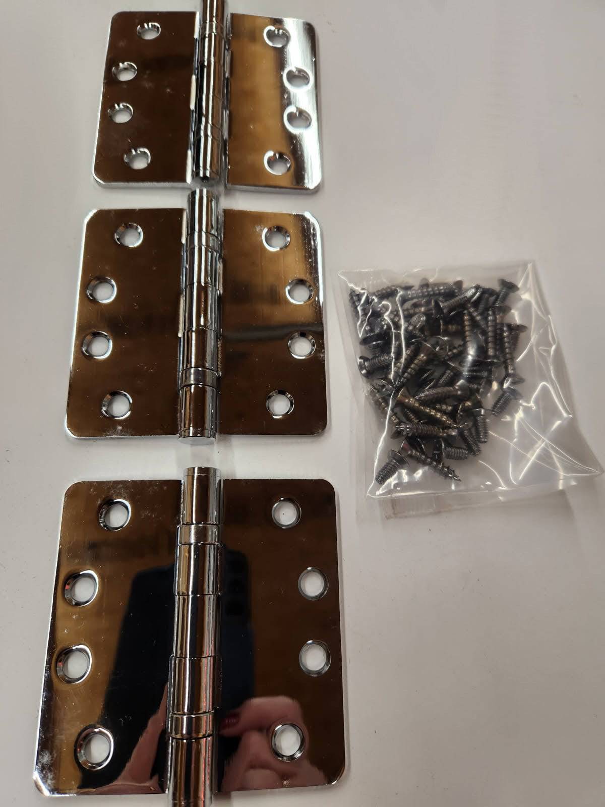 Heavy Duty Ball Bearing Hinges- 4" x 4" 1/4" Radius Hinges in Polished Chrome - Hartford Building Products