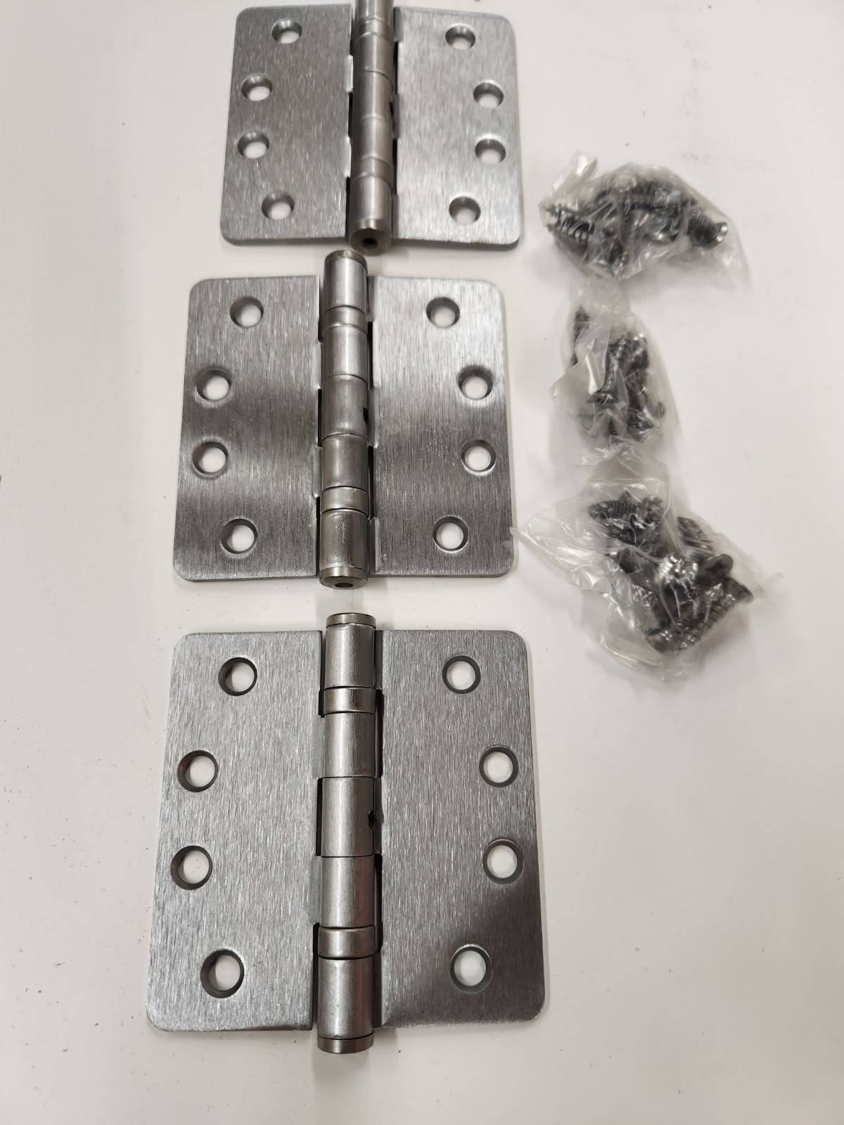Heavy Duty Ball Bearing Hinges- NON-REMOVEABLE PIN- 4" x 4" 1/4" Radius- Satin Chrome - Hartford Building Products