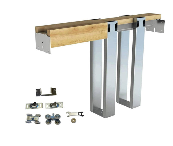 HBP- *" SINGLE- Pocket Door Frame Kit  w/ 4-Wheel Ball Bearing Hangers - 2 x 4 - ( 80",  84", and 96" Heights ) - Hartford Building Products