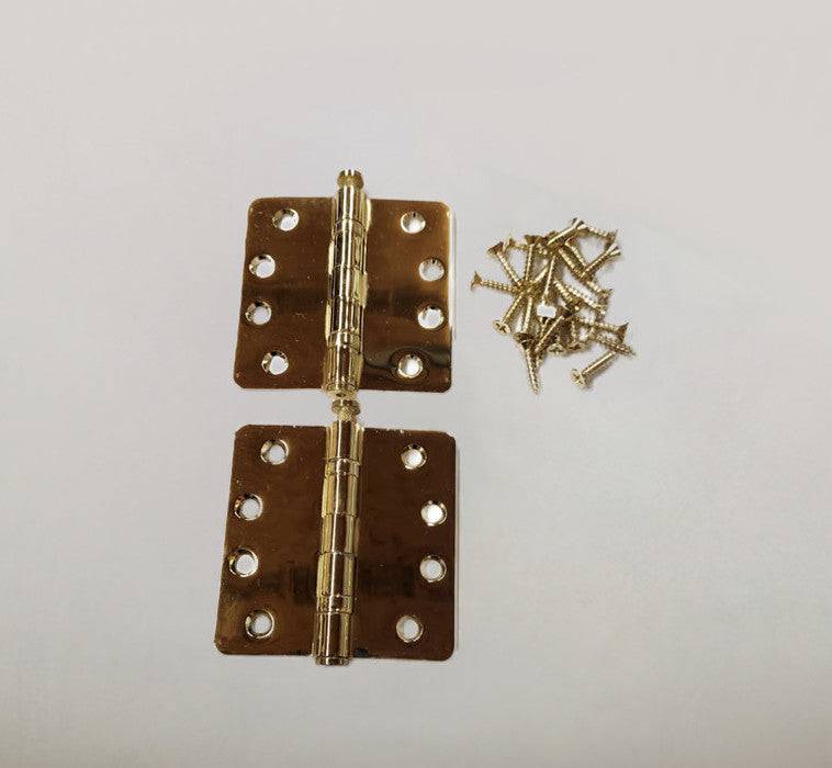Heavy Duty Ball Bearing Hinges- 4" x 4" 1/4" Radius Hinges in Polished Brass - Hartford Building Products