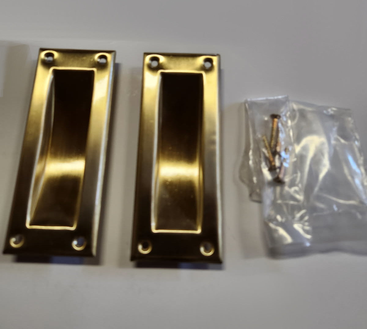 Heavy Duty -Solid Brass Rectangular Flush Pull - Satin Brass- Sold as a pair - Hartford Building Products