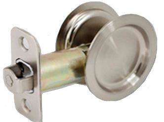 Round Pocket Door Lock PASSAGE with Attached Edge Pull  (2 3/8" Diameter ) - Hartford Building Products