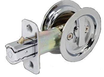 Round Pocket Door PRIVACY Lock  with attached Edge Pull  ( 2 3/8 Diameter ) - Hartford Building Products
