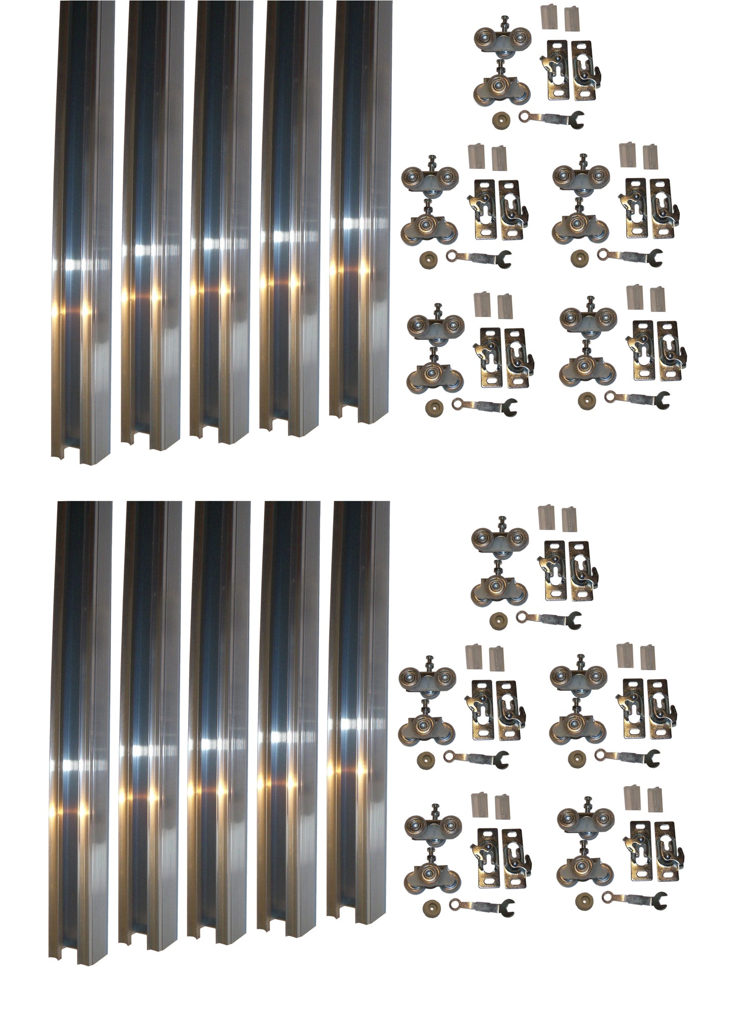 Series 2- HBP Heavy Duty Pocket Door Track and Hardware Kits with 3- Wheel Ball Bearing Hangers-  ( 10- Pack )