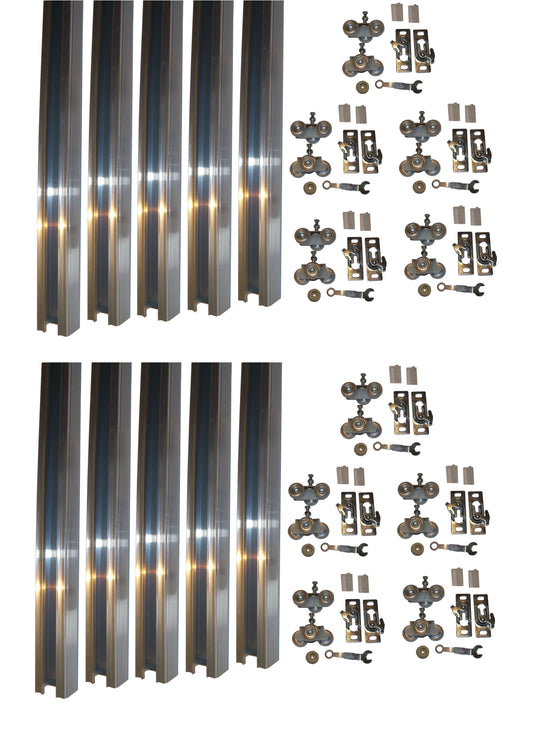 Series 2- HBP Heavy Duty Pocket Door Track and Hardware Kits with 3- Wheel Ball Bearing Hangers-  ( 10- Pack )