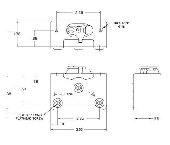 Part 1124-Side Mount Hanger Plate/ For Pocket Doors, Wall Mount Doors, and Bypass Doors- - Hartford Building Products