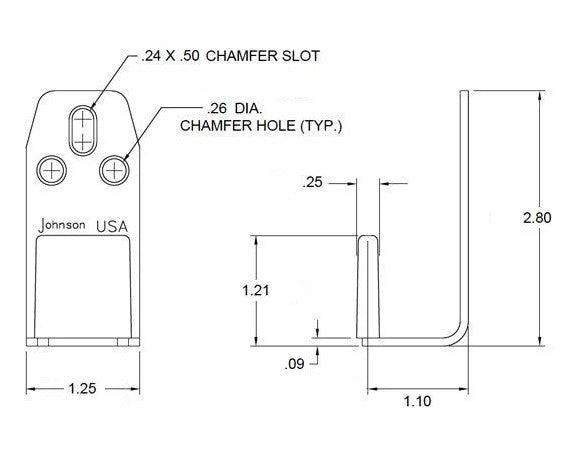 Part 2032-  Bypass Side Mount Door Guide for 1 3/8" Thick Doors-  for 200 Series Track - Hartford Building Products