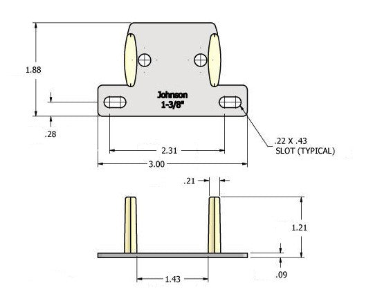 Part 2038  Bypass  Sliding Bypass Guide for  1 3/8" Thick Doors- For 200 Series Track - Hartford Building Products