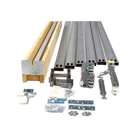 HBP- Premium - Single- Pocket Door Frame Kits- with 4- Wheel Ball Bearing Rollers ( 400 lb ) and EZ Closer-   2 x 4