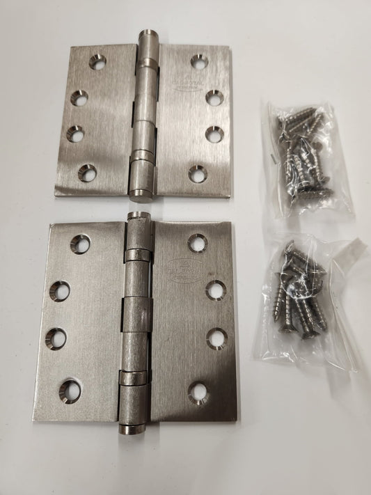 Heavy Duty Ball Bearing Hinges-  4" x 4"  Square Corner in Satin Nickel - Hartford Building Products