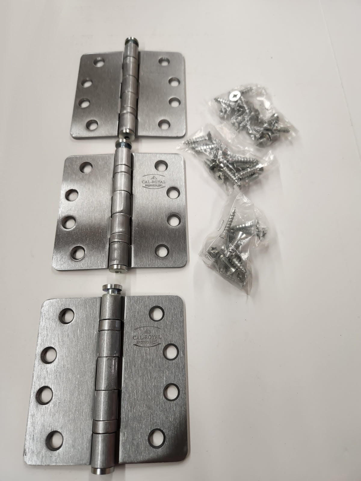 Heavy Duty Ball Bearing Hinges-  4" x 4"  1/4" Radius Hinges in Satin Chrome - Hartford Building Products