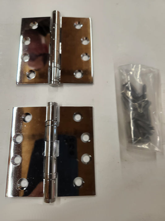 Heavy Duty  Ball Bearing Hinges-  4" x  4"   Square Corner in Polished Chrome - Hartford Building Products