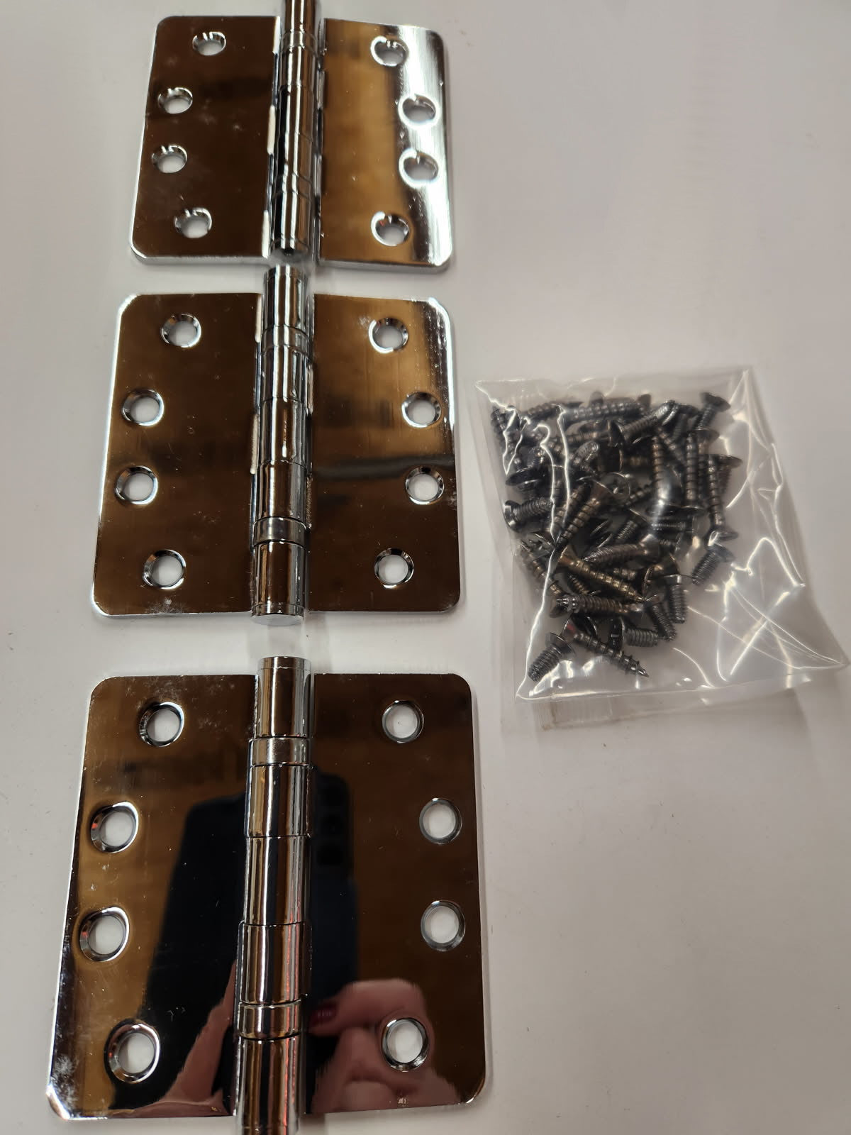 Heavy Duty Ball Bearing Hinges-  4" x 4"  1/4"  Radius Hinges in Polished Chrome - Hartford Building Products