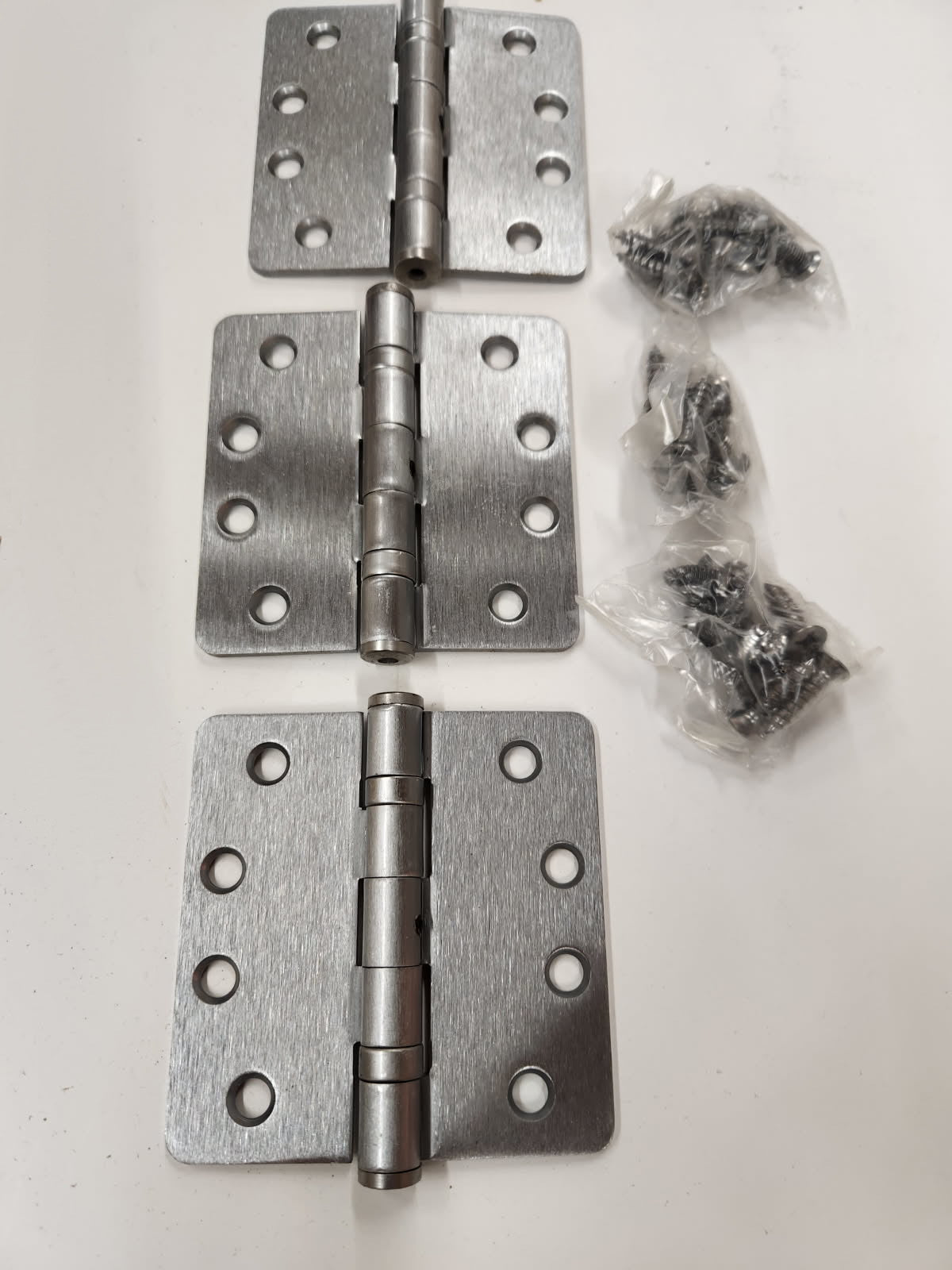 Heavy Duty Ball Bearing Hinges- NON-REMOVEABLE PIN- 4" x 4"  1/4" Radius-  Satin Chrome - Hartford Building Products