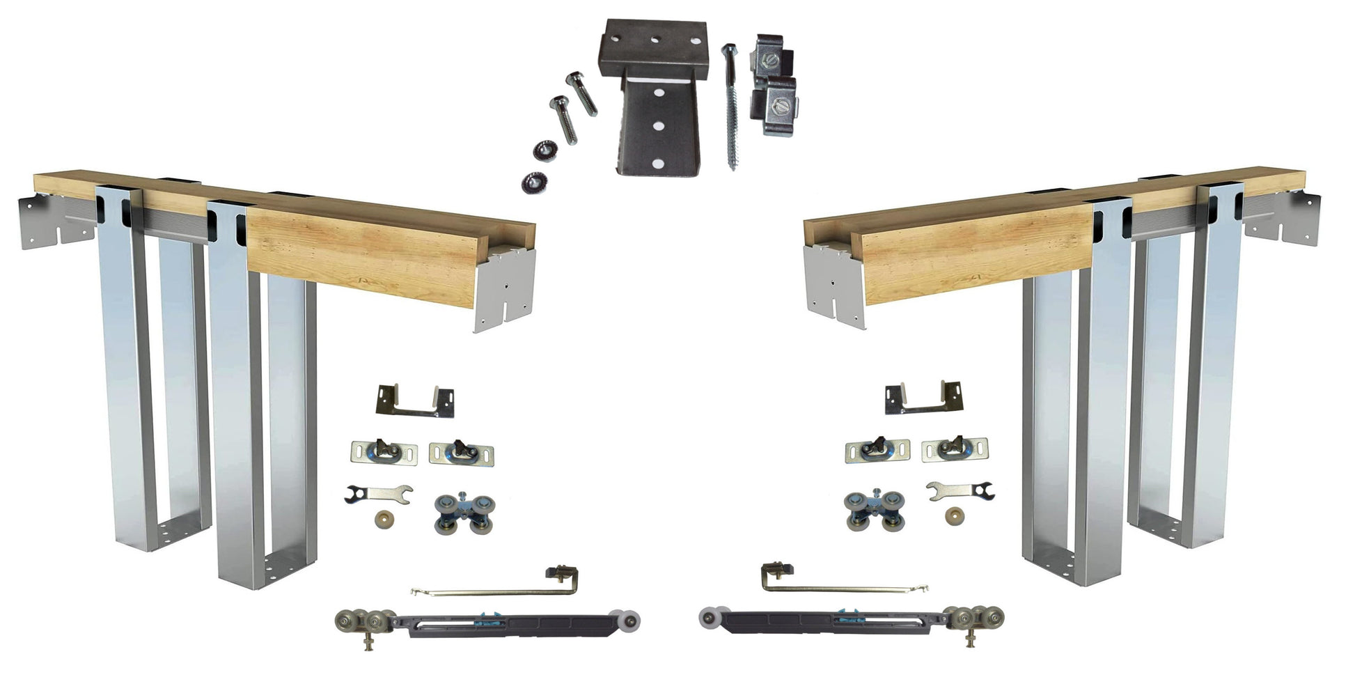 HBP- DOUBLE-  2 x  6- Pocket Door Frame Kit with EITHER  a Soft Close OR  Soft  Open- (  80 , 84"  and  96" Height Doors) - Hartford Building Products