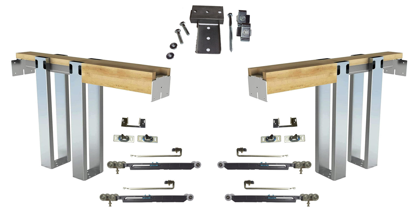 HBP-DOUBLE-  2 x 4 - Pocket Door Frame Kit  with Soft Close and Soft Open   (  80", 84"  and  96"Height Doors)