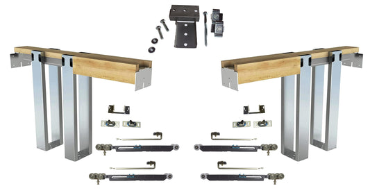 HBP-DOUBLE-  2 x 4 - Pocket Door Frame Kit  with Soft Close and Soft Open   (  80", 84"  and  96"Height Doors)