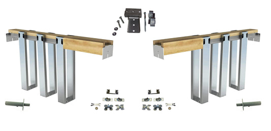 HBP- *"DOUBLE   2 x  4- Pocket Door Frame Kit with Extra Studs with  4-Wheel Ball Bearing Hangers and EZ Closer- -(   12- Galvanized Steel Studs ) - Hartford Building Products