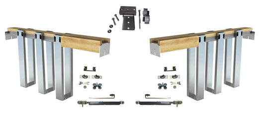 HBP- DOUBLE- 2 x 4-  Pocket Door Frame Kit with Extra Studs with EITHER  a Soft Close OR  Soft Open   -(  80 , 84"  and  96" Height Doors) ( 12-  Galvanized Steel Studs ) - Hartford Building Products