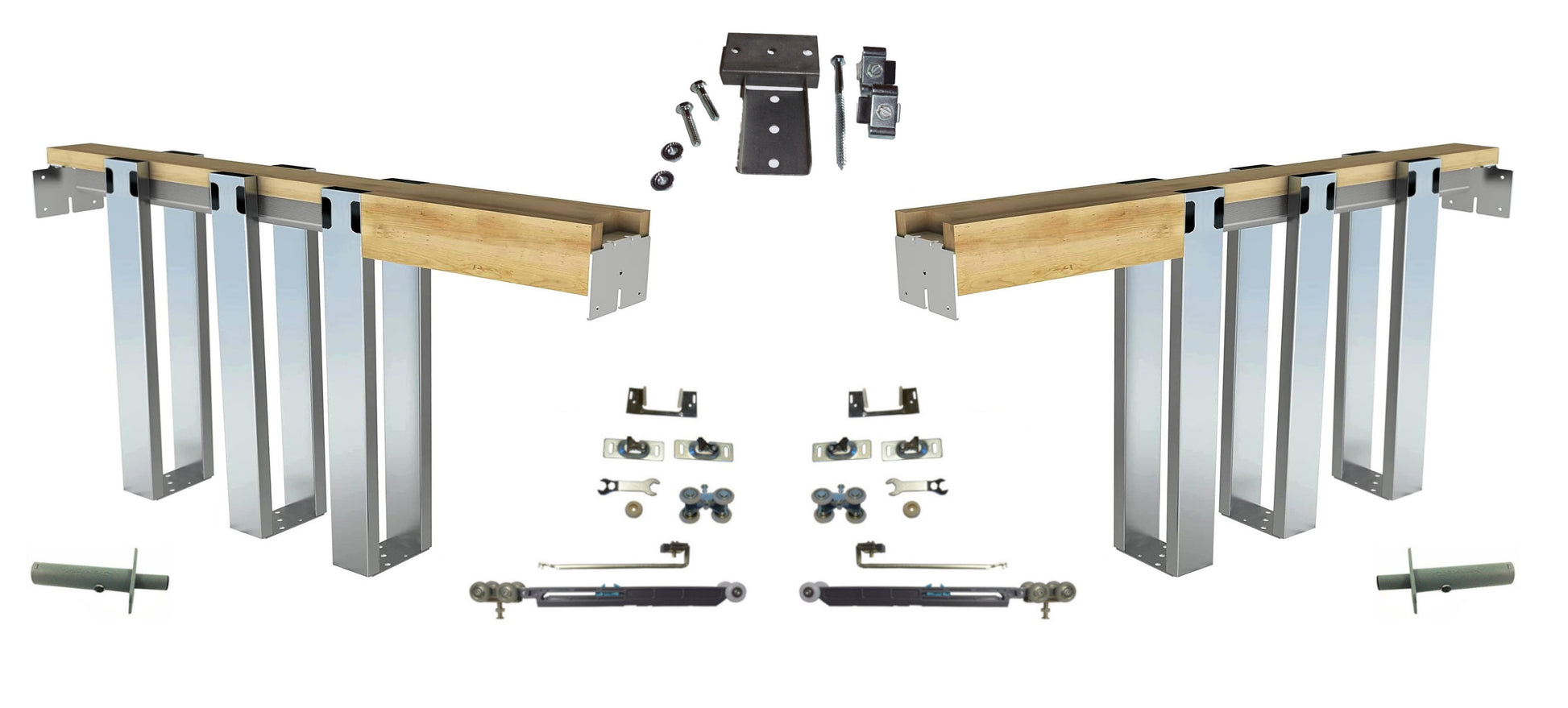 HBP- DOUBLE- 2 x 4 - Pocket Door Frame Kit with Extra Studs with Soft Close and EZ Closer (  12- Galvanized Steel Studs ) - Hartford Building Products