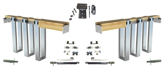 HBP- DOUBLE- 2 x 4 - Pocket Door Frame Kit with Extra Studs with Soft Close and EZ Closer (  12- Galvanized Steel Studs ) - Hartford Building Products