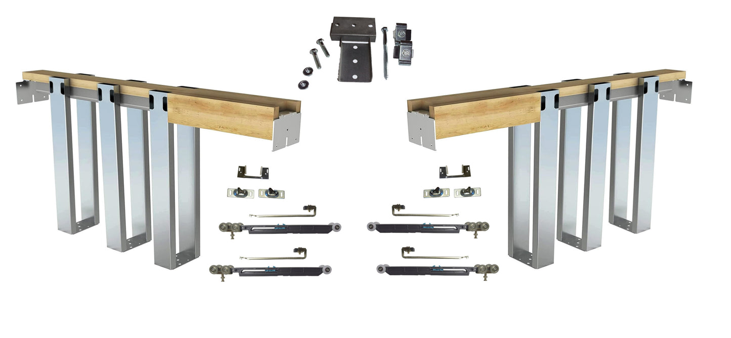 HBP-DOUBLE-  2 x 4 - Pocket Door Frame Kit with Extra Studs  with Soft Close and Soft Open   ( 12- Galvanized Steel Studs ) - Hartford Building Products