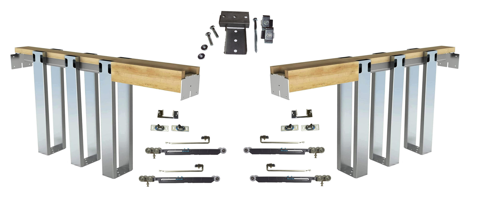 HBP-DOUBLE-  2 x 4 - Pocket Door Frame Kit with Extra Studs  with Soft Close and Soft Open   ( 12- Galvanized Steel Studs ) - Hartford Building Products