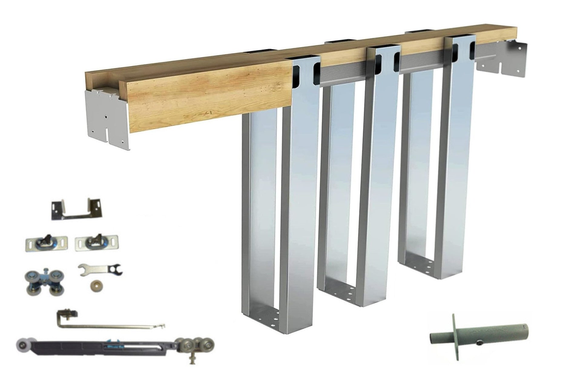 HBP- SINGLE-  2 x 4 -Pocket Door Frame Kit Two (2 ) Extra Studs  with Soft Close and EZ Closer /  6-Galvanized all Steel Studs Total - Hartford Building Products