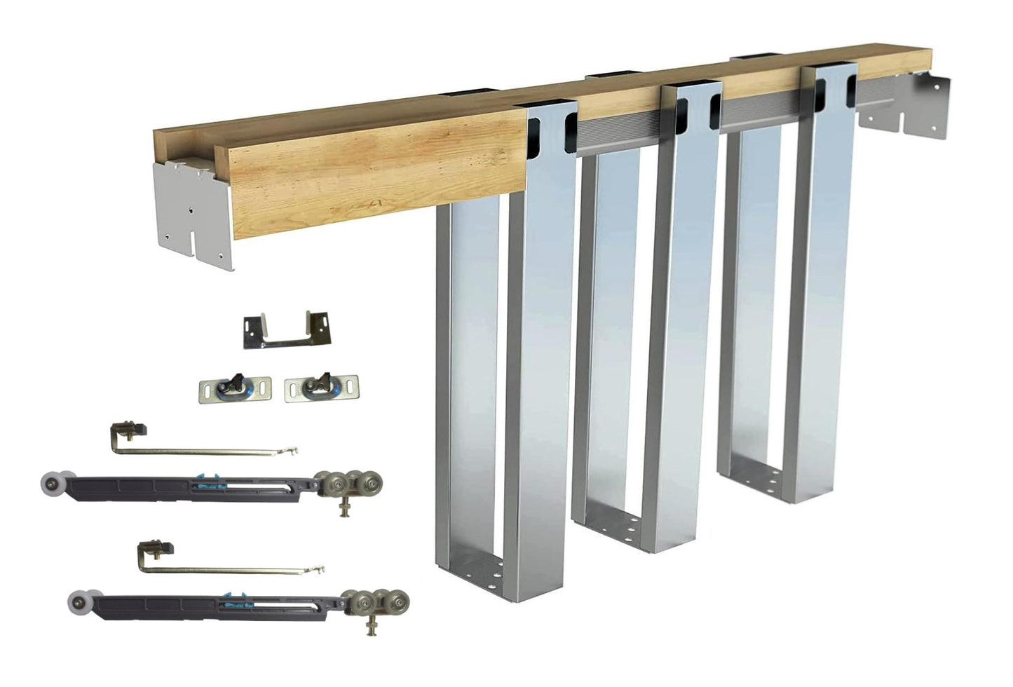HBP- SINGLE-  2 x 4- Pocket Door Frame Kit with Two (2 ) Extra Studs with Soft Close and Soft Open/ ( 6- Galvanized all Steel Studs Total ) - Hartford Building Products
