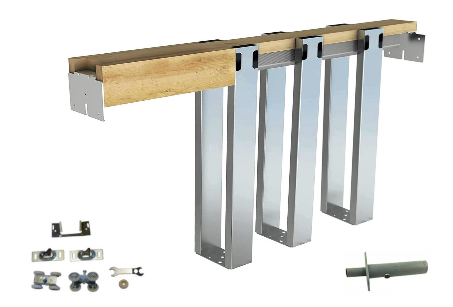 HBP- *" SINGLE-  2 x 6 - Pocket Door Frame Kit  with Extra Studs with 4- Ball Bearing Hangers  with EZ CLOSER ( 6- Galvanized Steel Studs ) - Hartford Building Products