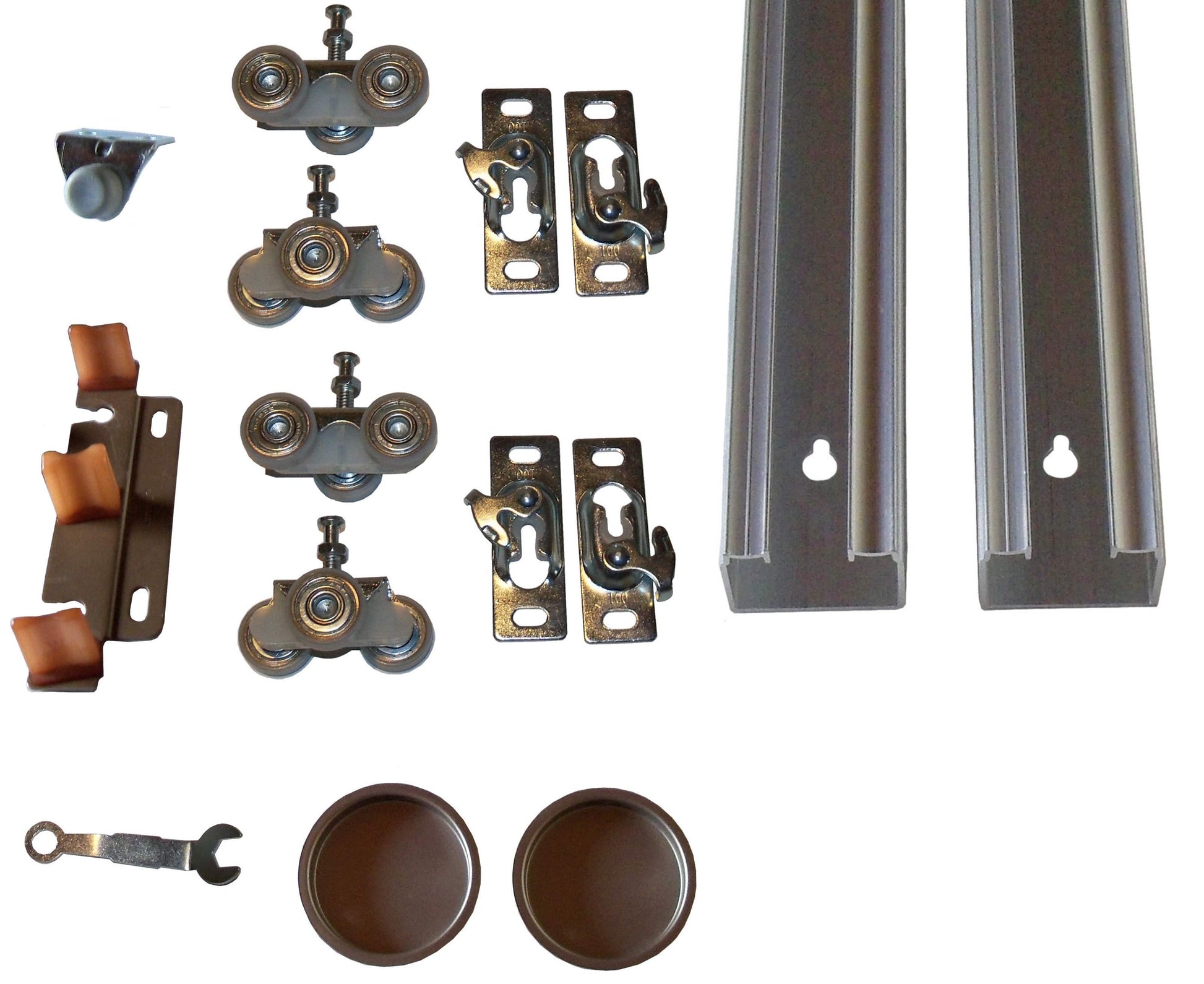 Series 2- HBP Bypass Hardware Kit- 3- Wheel Ball Bearing Hangers - Hartford Building Products