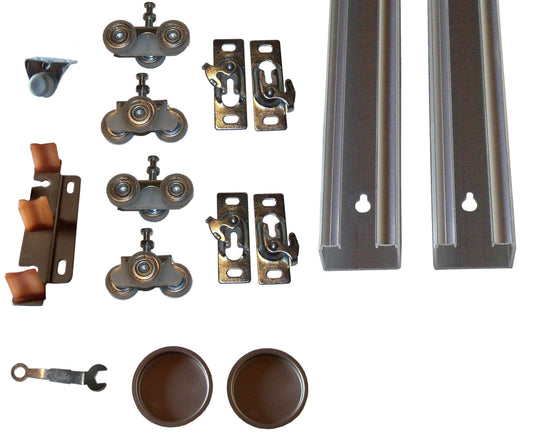 Series 2- HBP Bypass Hardware Kit- 3- Wheel Ball Bearing Hangers - Hartford Building Products