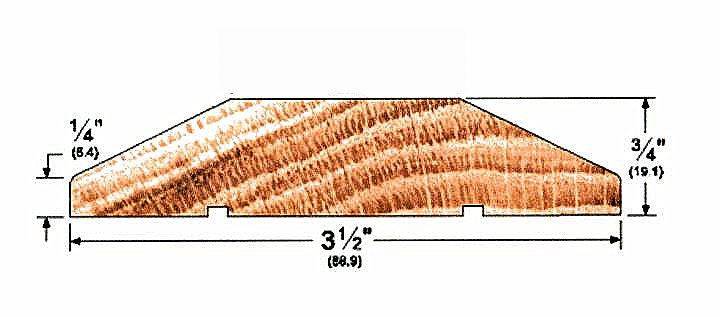 Style A-   Solid Hardwood Interior Threshold  -3/4"  Height - RED OAK - Hartford Building Products