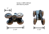 Series 1 HBP-HD Pocket Door Track and Hardware -4- Wheel Ball Bearing Hanger